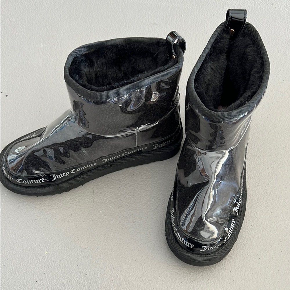 Juicy Couture Black Patent Leather Ankle Boots